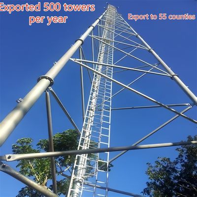 तीन ट्यूब टेलीकॉम टावर कार्बन स्टील 33 मीटर एलटीई सिग्नल ग्रामीण क्षेत्र हवा प्रतिरोधी