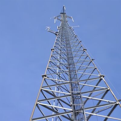 टेलीकॉम बेस स्टेशन के लिए 100FT 3-ट्यूब स्टील कम्युनिकेशन ट्यूबलर बीटीएस रेडियो एंटीना टॉवर एचडीजी