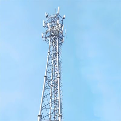 60 मीटर उच्च जस्ती कोण स्टील स्व-समर्थन एंटीना टॉवर 3 पैर ट्यूबलर