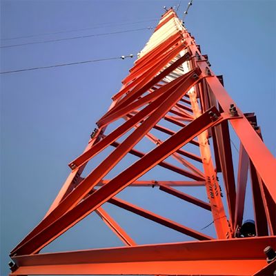 ट्यूबलर स्टील माइक्रोवेव वायर्ड कम्युनिकेशन टॉवर 20- 80M 3 लेग्ड