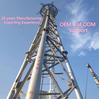 तीन ट्यूब टेलीकॉम टावर कार्बन स्टील 33 मीटर एलटीई सिग्नल ग्रामीण क्षेत्र हवा प्रतिरोधी