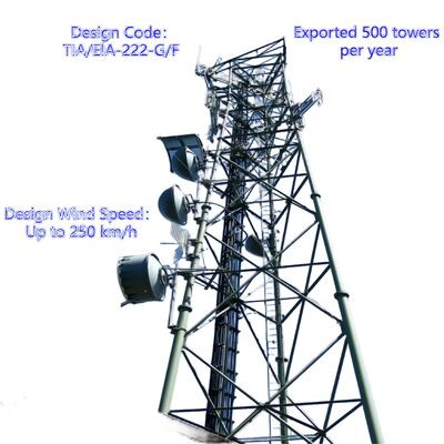 3 पैरों वाला ट्यूबलर सीमलेस स्टील 20 30 40M गैल्वेनाइज्ड 5G जीएसएम सीडीएमए आईएसपी टेलीकॉम टॉवर