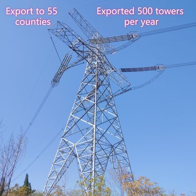 33KV 110KV गर्म डुबकी जस्ती जाली स्टील पावर ट्रांसमिशन टॉवर डबल सर्किट इलेक्ट्रिकल ग्रिड पोल