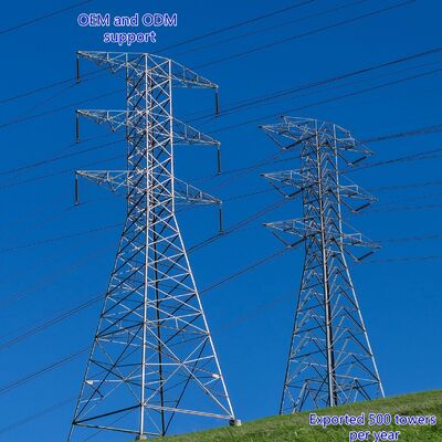 33KV 110KV गर्म डुबकी जस्ती जाली स्टील पावर ट्रांसमिशन टॉवर डबल सर्किट इलेक्ट्रिकल ग्रिड पोल