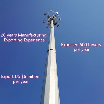 जीबी टी और एन 10025 मानकों को पूरा करने वाले उच्च तन्यता इस्पात और हल्के इस्पात ग्रेड से युक्त मोनोपोल टॉवर दूरसंचार संरचना