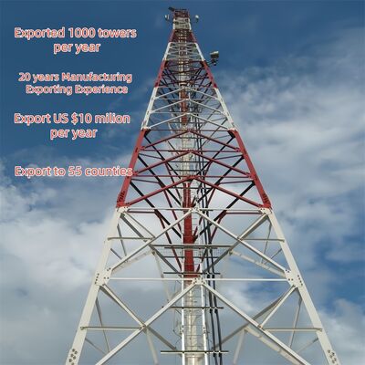 3 पैरों वाला कोणीय स्टील टॉवर समान ढलान या परिवर्तनीय ढलान और संचार के लिए कोण स्टील क्रॉस सेक्शन के साथ त्रिकोणीय टॉवर बॉडी