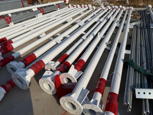 19 27 35M कम रखरखाव 3 पैर ट्यूबलर जस्ती स्टील स्व-समर्थन आउटडोर 5G 4G माइक्रोवेव लंबे जीवन मस्तूल