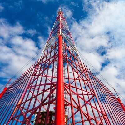 18 28 38M 3 लेग ट्यूबलर स्टील गैल्वेनाइज्ड मल्टी फ्रीक्वेंसी आउटडोर 5G 4G वाईफाई टीवी ब्रॉडकास्ट कम्युनिकेशन टावर