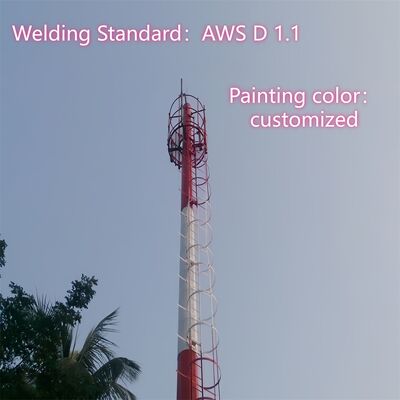 12 18 24एम कॉम्पैक्ट मोनोपोल गैल्वेनाइज्ड स्टील सेल्फ सपोर्टिंग आउटडोर 5जी 4जी वाईफाई स्मॉल स्पेस टेलीकॉम टॉवर