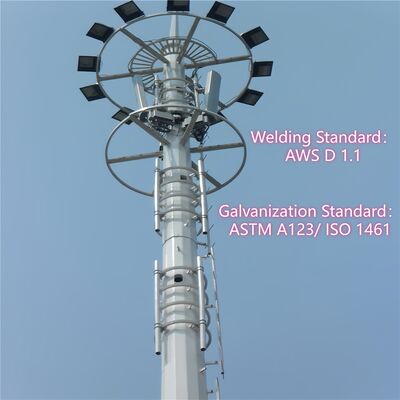13 19 25M कॉम्पैक्ट डिज़ाइन मोनोपोल गैल्वेनाइज्ड स्टील सेल्फ सपोर्टिंग आउटडोर 5G 4G माइक्रोवेव स्पेस सेविंग मस्त
