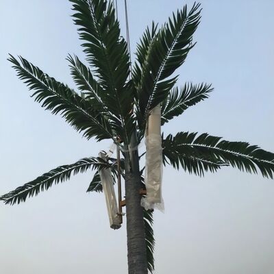 पेड़ जैसी दिखने वाली बायोनिक ट्री टॉवर जिसमें निर्बाध परिदृश्य मिश्रण के लिए फाइबरग्लास शाखाएं और तने हैं