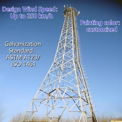 IP65 Weatherproof 4 Leg Lattice Tower Wind Resistant For Outdoor 5G Base Station