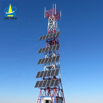 आपातकालीन संचार के लिए गैल्वनाइज्ड स्टील और बैटरी बैकअप के साथ 15 22 38M 4 लेग्ड एंगुलर ऑफ-ग्रिड सोलर लैटिस टेलीकॉम टॉवर