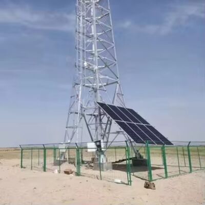 आपातकालीन संचार के लिए गैल्वनाइज्ड स्टील और बैटरी बैकअप के साथ 15 22 38M 4 लेग्ड एंगुलर ऑफ-ग्रिड सोलर लैटिस टेलीकॉम टॉवर