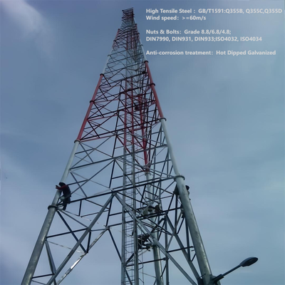 3 Leg Tubular Fire Resistant Steel Telecom Tower High Temperature Tolerant For Industrial Zone