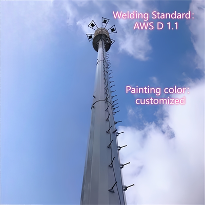 सिग्नल कवरेज के लिए 28M वेदरिंग स्टील मोनोपोल कम्युनिकेशन टॉवर