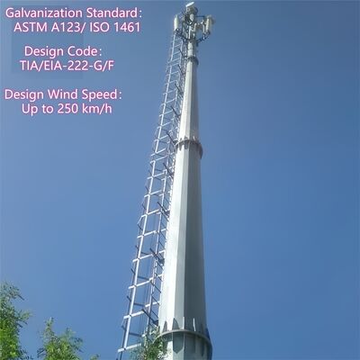 शॉपिंग मॉल 5G बेस स्टेशन के लिए 30M लाइटनिंग प्रोटेक्शन मोनोपोल टॉवर