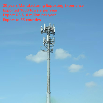 कस्टम स्टील मोनोपोल टेलीकम्युनिकेशन टॉवर Q345 हॉट डिप गैल्वनाइज्ड 5G सेल फोन सिग्नल ट्रांसमिशन पोल आईएसओ 9001 फैक्ट्री