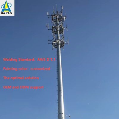 कस्टम स्टील मोनोपोल टेलीकम्युनिकेशन टॉवर Q345 हॉट डिप गैल्वनाइज्ड 5G सेल फोन सिग्नल ट्रांसमिशन पोल आईएसओ 9001 फैक्ट्री