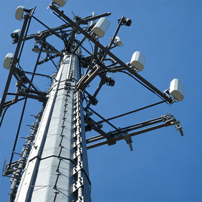 कस्टम स्टील मोनोपोल टेलीकम्युनिकेशन टॉवर Q345 हॉट डिप गैल्वनाइज्ड 5G सेल फोन सिग्नल ट्रांसमिशन पोल आईएसओ 9001 फैक्ट्री