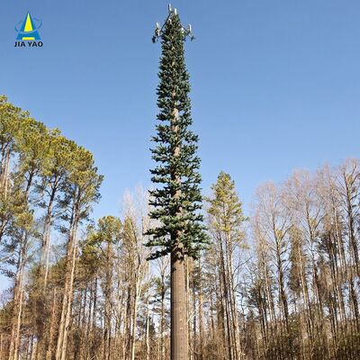 लैंडस्केप क्षेत्र 5G नेटवर्क साइट Q345B गैल्वनाइज्ड के लिए छलावरण पत्ती और छिपे हुए एंटीना सिस्टम के साथ मजबूत बायोनिक पाइन ट्री टॉवर